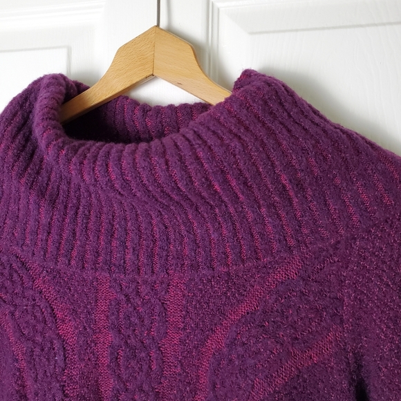 Anthropologie Wool Blend Cowl Neck Purple Sweater Size M - Picture 3 of 8